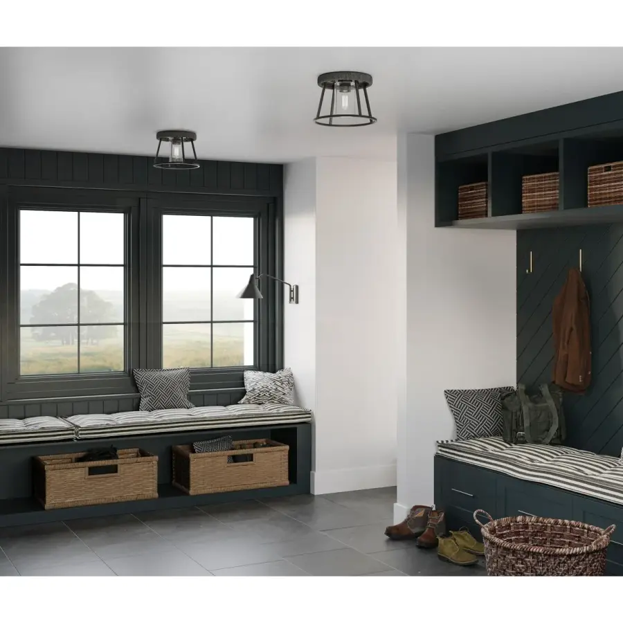 Rustic-Industrial Flush Mount with Seeded Glass Character - Image 2