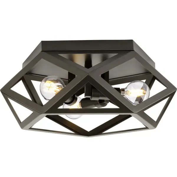 The Saucedo flush mount delivers contemporary style with industrial edge in a compact 14.6" profile. Perfect for spaces with lower ceilings, its architectural bronze finish adds warmth while three lights provide ample illumination.