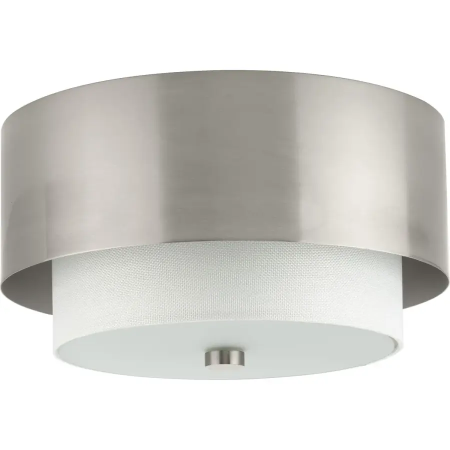 Silva Collection Two-Light White Linen Shade 14" Flush Mount - Image 1