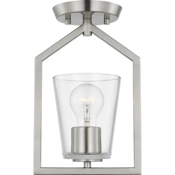 Vertex One-Light Clear Glass Semi-Flush Mount - Image 1