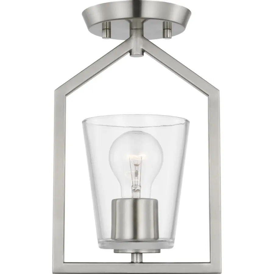 Vertex One-Light Clear Glass Semi-Flush Mount - Image 1
