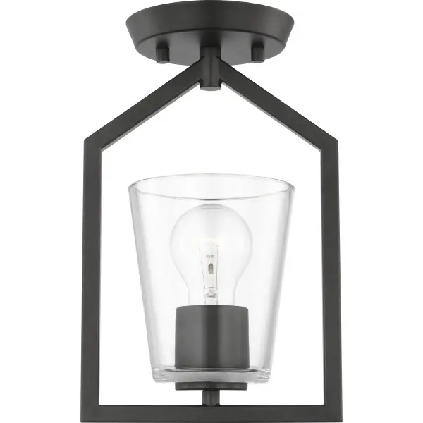 Vertex One-Light Clear Glass Semi-Flush Mount - Image 2