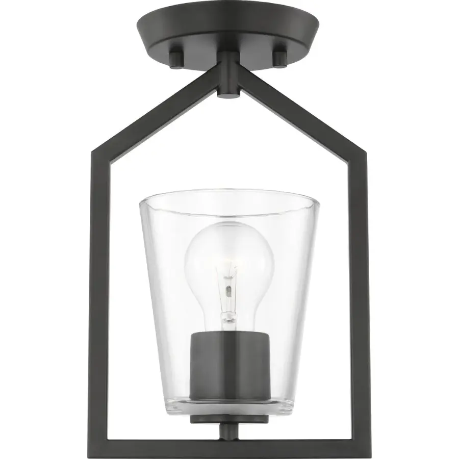 Vertex One-Light Clear Glass Semi-Flush Mount - Image 2