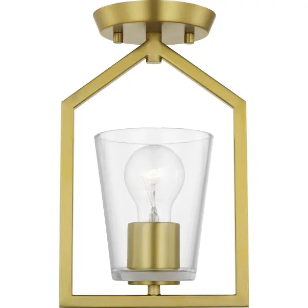 Vertex One-Light Clear Glass Semi-Flush Mount - Image 3