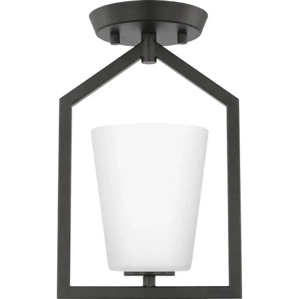 Vertex One-Light Etched White Semi-Flush Mount - Image 1