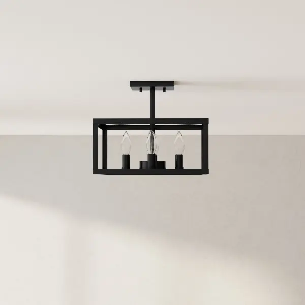 The Hillcrest semi-flush mount combines transitional elegance with modern farmhouse charm. Its compact 13-inch profile and brushed nickel finish make it ideal for smaller spaces with standard ceiling heights.