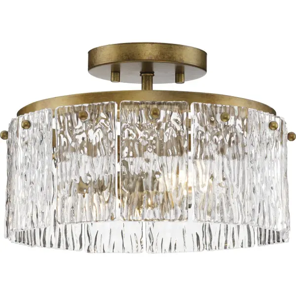 The Chevall flush mount combines transitional elegance with modern organic design. Its compact 12.62-inch profile and gilded silver finish make it ideal for low ceilings while delivering sophisticated style.