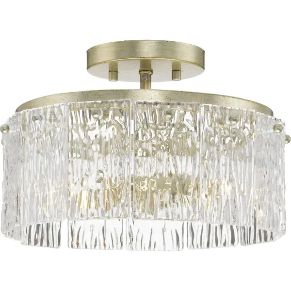 The Chevall flush mount combines transitional elegance with modern organic design. Its compact 12.62-inch profile and gilded silver finish make it ideal for low ceilings while delivering sophisticated style. - alternate view