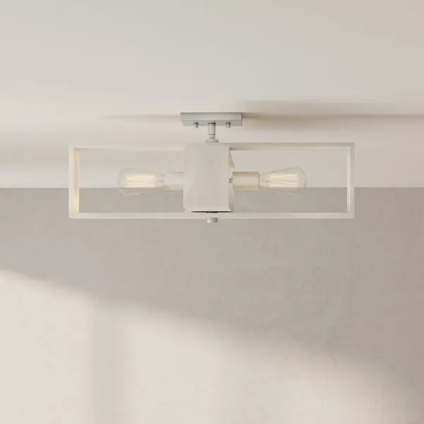 The Boundary Collection brings sophisticated mid-century style to any room with its 24-inch four-light design. Ideal for spaces with standard ceiling heights, this flush mount delivers ample illumination while maintaining a clean profile. - alternate view