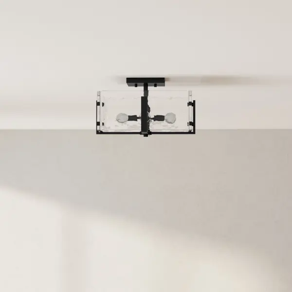 The Rivera Collection brings sophisticated style to low-ceiling spaces with its 13-inch flush mount design. Four lights provide ample illumination while the matte black finish adds contemporary flair to farmhouse aesthetics.