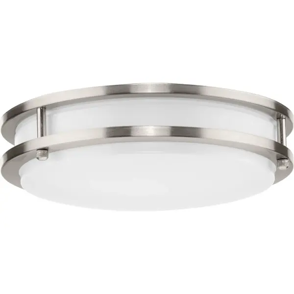 The Abide flush mount combines energy-efficient LED technology with 5-CCT adjustability, allowing you to customize the light color from warm to cool. Its compact 10.24" profile and brushed nickel finish make it ideal for smaller spaces. - alternate view
