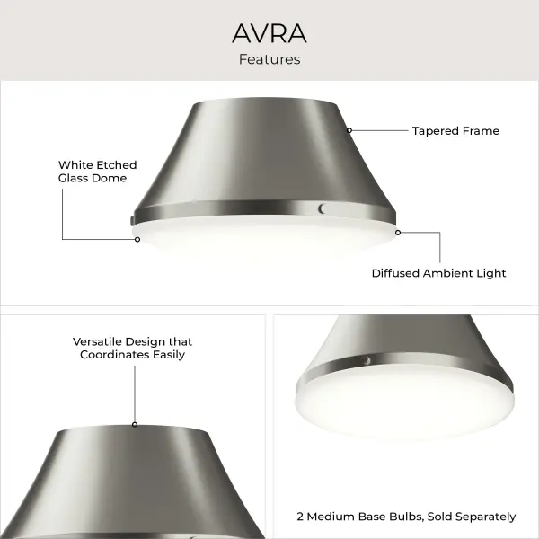 Avra Two-Light Flush Mount in Brushed Nickel - Image 7
