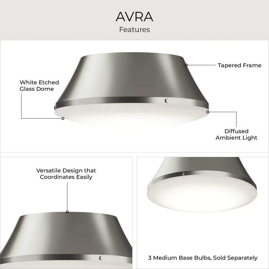 Avra Three-Light Flush Mount in Brushed Nickel - Image 20