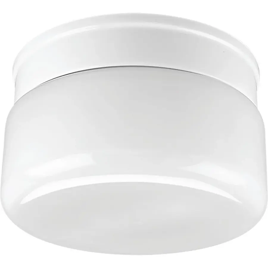Two-Light White Glass Close-to-Ceiling