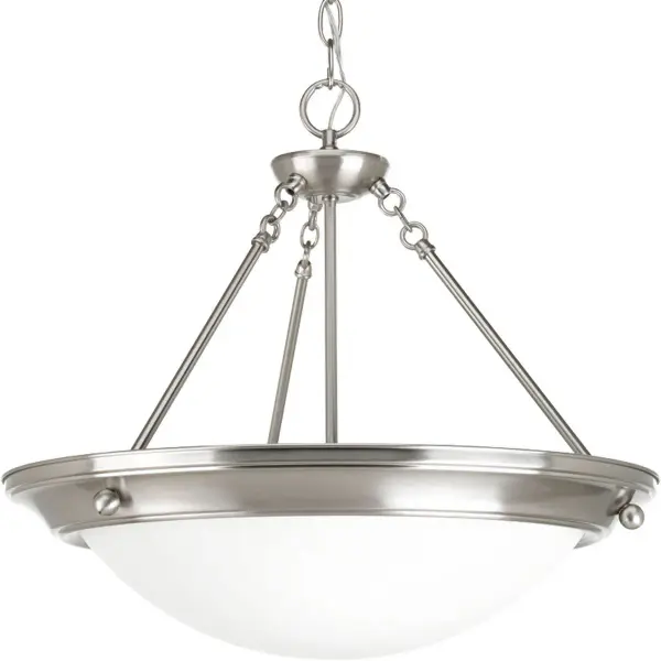 The Eclipse Collection foyer pendant brings contemporary elegance to entryways with its four-light design and brushed nickel finish. JA8 compliant for California energy standards, this versatile fixture works beautifully in foyers, dining rooms, and kitchens.