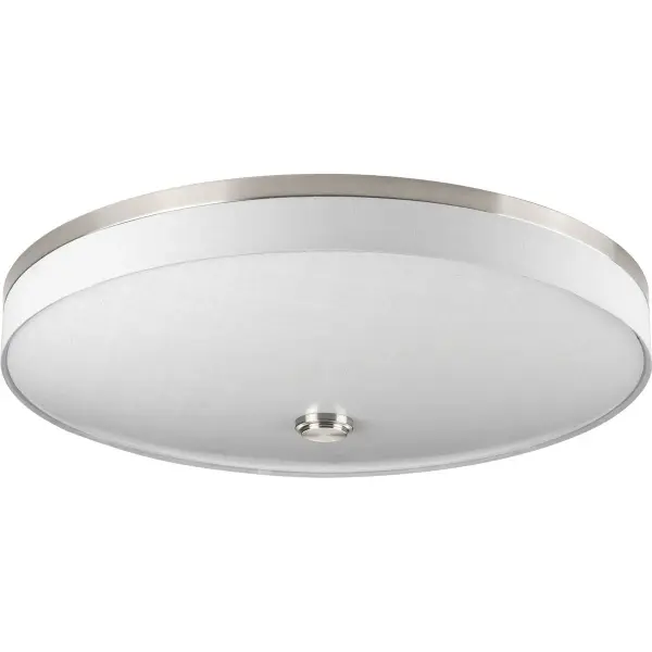 The Weaver LED flush mount combines energy-efficient LED technology with transitional styling in a 22-inch profile. Its brushed nickel finish and low-profile design make it ideal for bedrooms, hallways, and living spaces with standard ceiling heights.