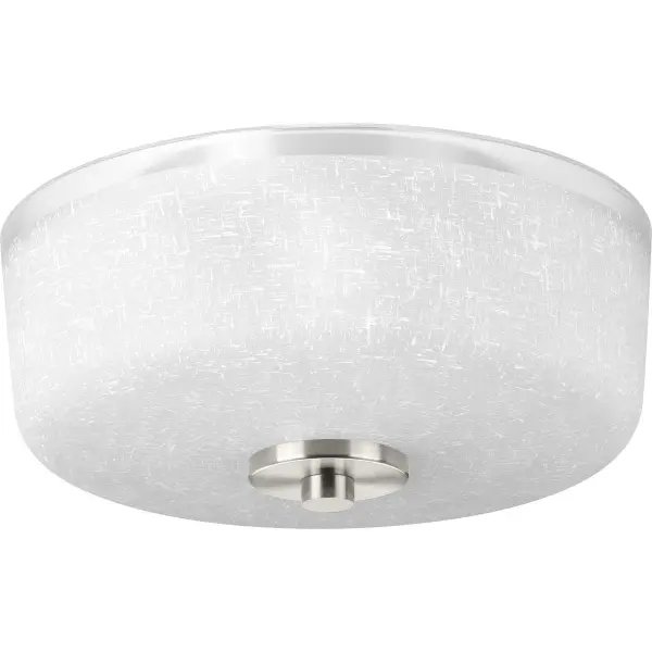 The Alexa Collection offers a contemporary two-light flush mount design ideal for spaces with limited ceiling height. Its brushed nickel finish and compact 12.25-inch profile deliver modern style without sacrificing brightness.