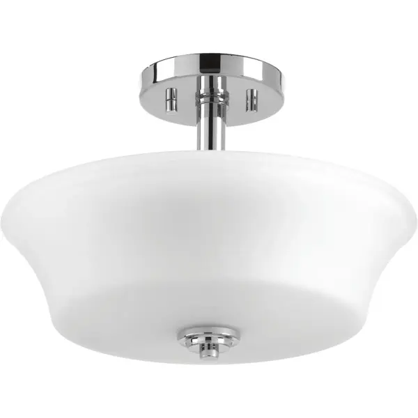 The Cascadia Collection offers a fresh coastal aesthetic with polished chrome finish and convertible mounting. At 14 inches, it's ideal for smaller spaces needing bright, stylish illumination with flexible installation options.