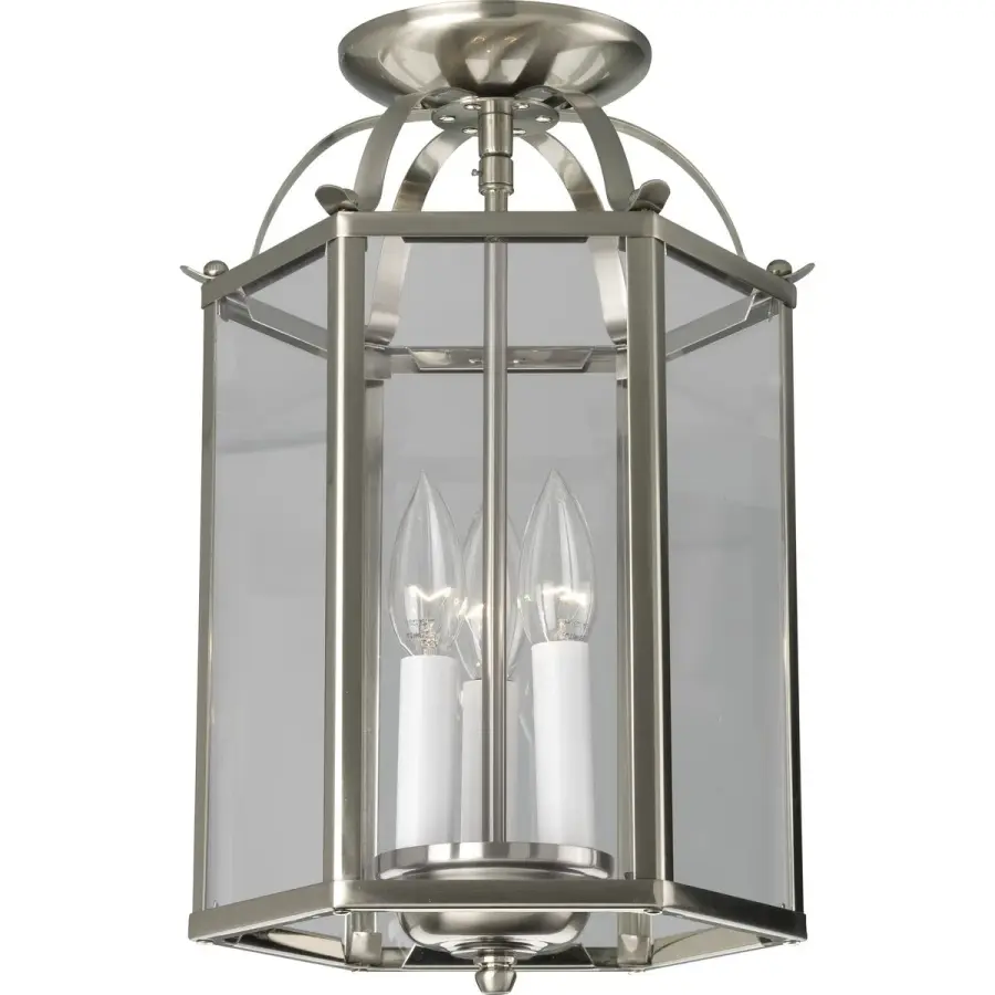 Flat Glass Three-Light Foyer Pendant