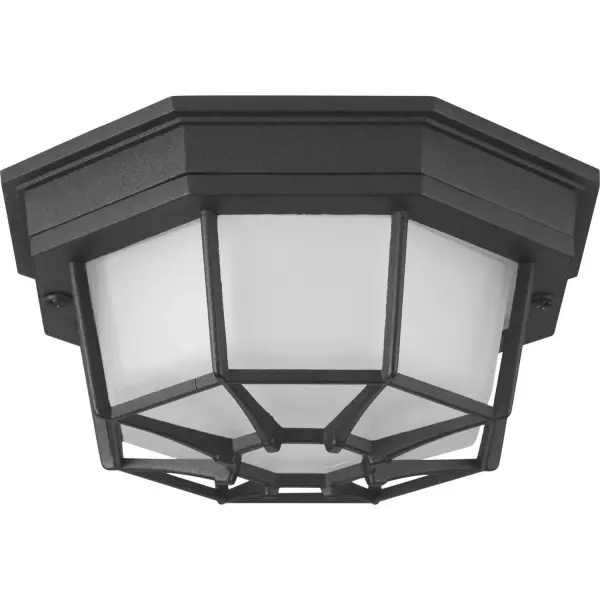 One-light 8-3/8" LED flush mount with etched glass surrounded by a die-cast aluminum frame. Ideal for indoor and outdoor applications. Black finish. Collection: Milford LED Rooms: Outdoor Finish: Textured Black Glass: Frosted Seeded Width: 8.38" Height: 4.13" Length: 8.38" Weight: 3.20 lb Wire: 6" Canopy: 9.1339"x1.3794"x9.1339" Bulbs Included Number of Bulbs: 1 Maximum Wattage: 17.00 W Bulb Type: Module Light Source: LED Light Output: 742.00 lm Color Temperature: 3000 K CRI: 90 Rated Average Life: 60000 Voltage: 120.00 V Material: Die-Cast Aluminum Country of Origin: CN Safety Listing: cCSAus Safety Rating: Damp Energy Star Energy Efficient Title 20 Title 24 LED Manufacturer Warranty: 5-year Limited Warranty Spec Sheet Instructions Parts Diagram