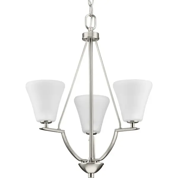 The Bravo 3-Light Foyer Pendant combines classic elegance with contemporary simplicity. Its brushed nickel finish and etched glass shades create a sophisticated welcome in entryways and hallways.