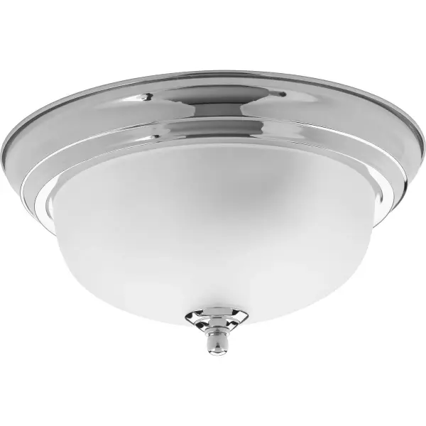 This compact 11-3/8" close-to-ceiling fixture offers timeless traditional styling with a brushed nickel finish and dome glass shade. JA8 compliant and budget-friendly, it's ideal for smaller spaces needing reliable ambient lighting.