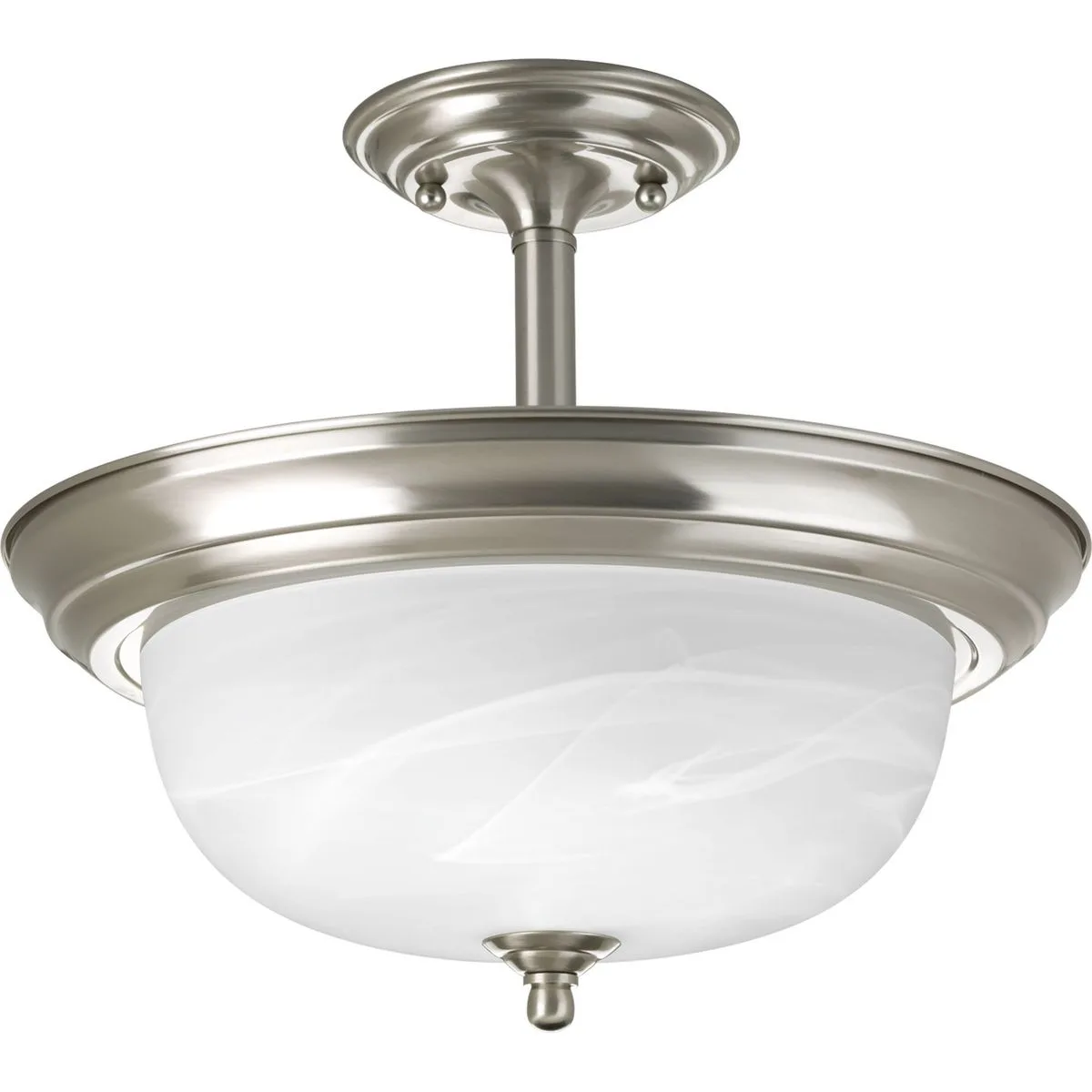 Two-Light Dome Glass Semi-Flush Convertible
