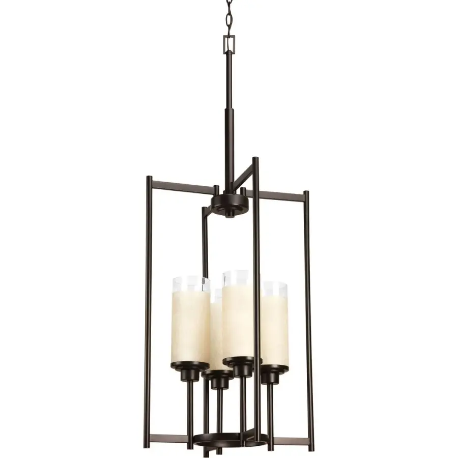 Modern Four-Light Foyer Pendant with Brushed Nickel Finish - Image 1
