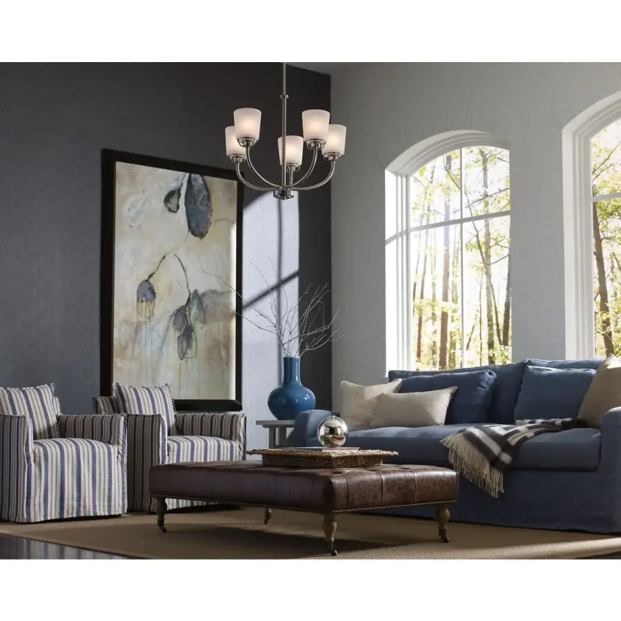 West Village Five-Light Etched Prismatic Glass Chandelier - Image 3
