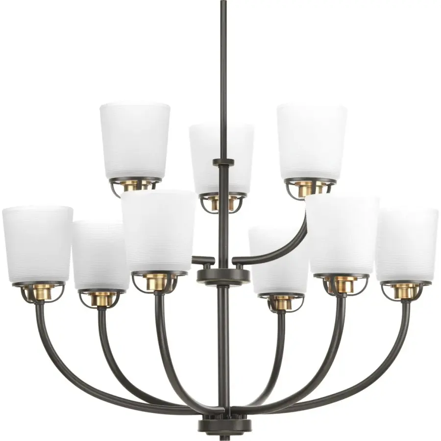West Village Nine-Light Etched Prismatic Glass Chandelier - Image 1