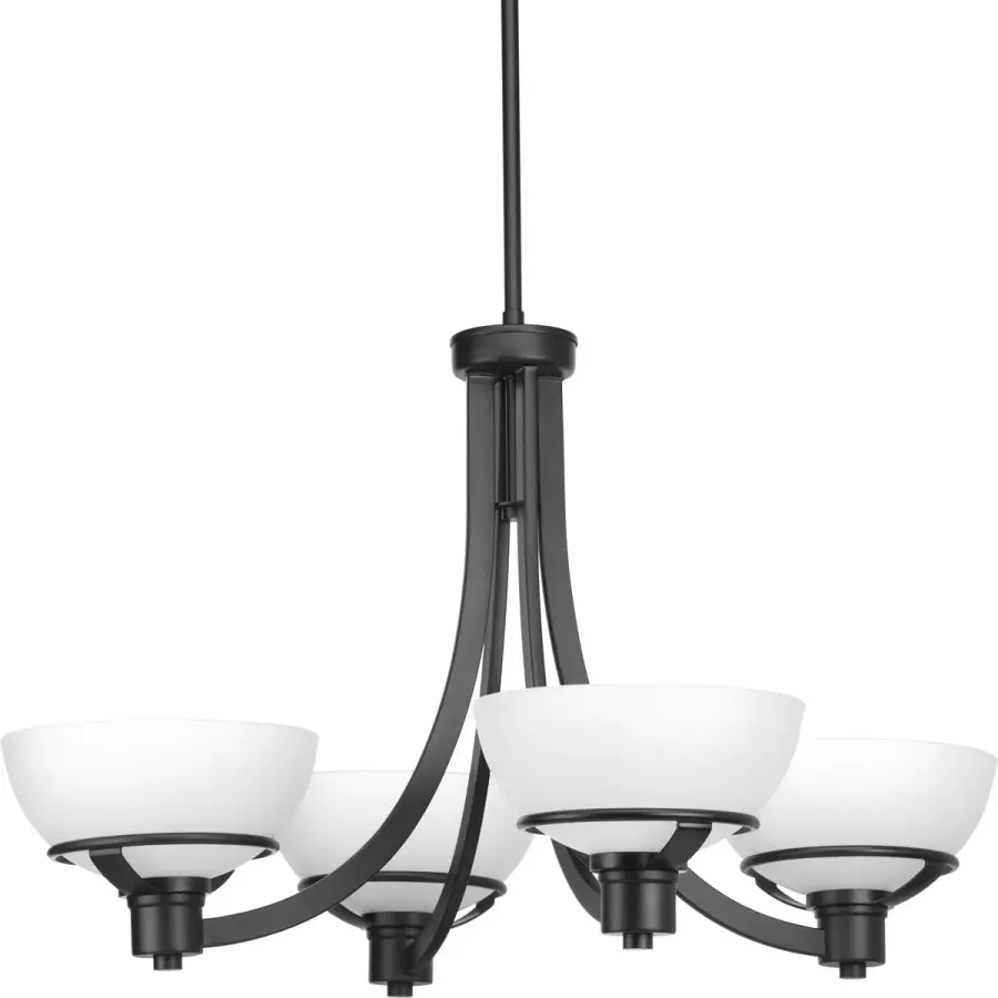 Modern Four-Light Chandelier with Clean Lines and Versatile Black Finish