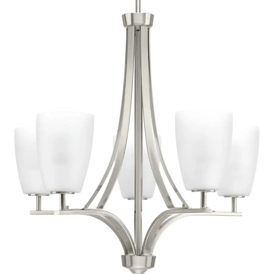 Leap Collection Five-Light Etched Opal Glass Chandelier
