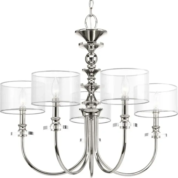 Marche Five-Light Grey Mylar Shade Chandelier - Image 1