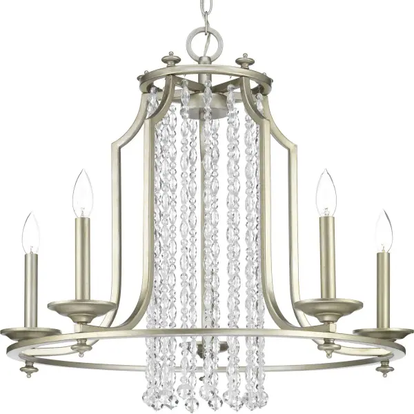 Elegant Five-Light Chandelier with Contemporary Silver Finish