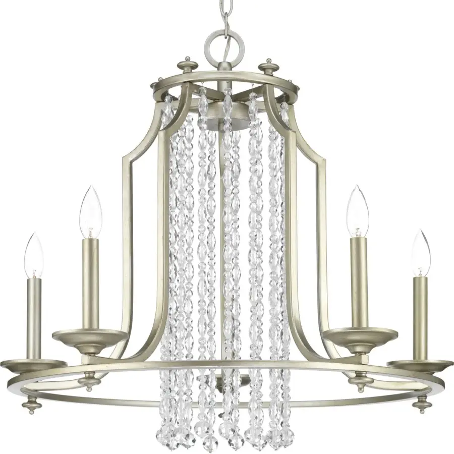 Elegant Five-Light Chandelier with Contemporary Silver Finish