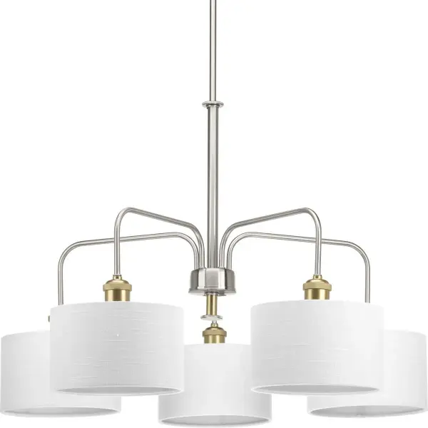 The Cordin Collection brings farmhouse charm with a contemporary twist. Five lights provide ample illumination while the brushed nickel finish adds sophistication to casual spaces. JA8 compliant for California installations.