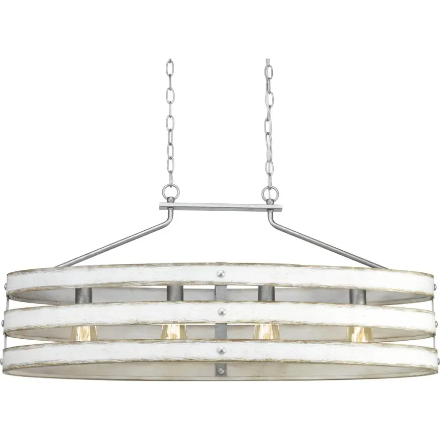 Coastal-Inspired Linear Chandelier with Rustic Galvanized Finish - Image 1