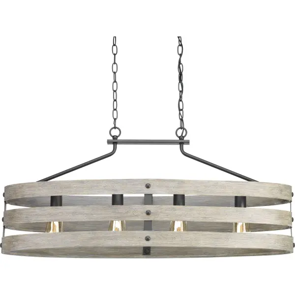 Coastal-Inspired Linear Chandelier with Rustic Galvanized Finish - Image 2