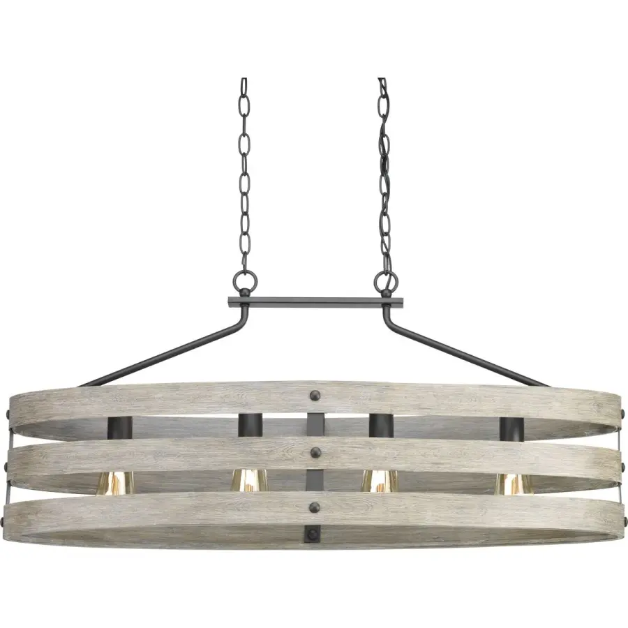 Coastal-Inspired Linear Chandelier with Rustic Galvanized Finish - Image 2