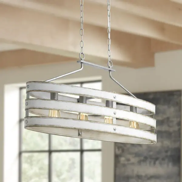 Coastal-Inspired Linear Chandelier with Rustic Galvanized Finish - Image 3