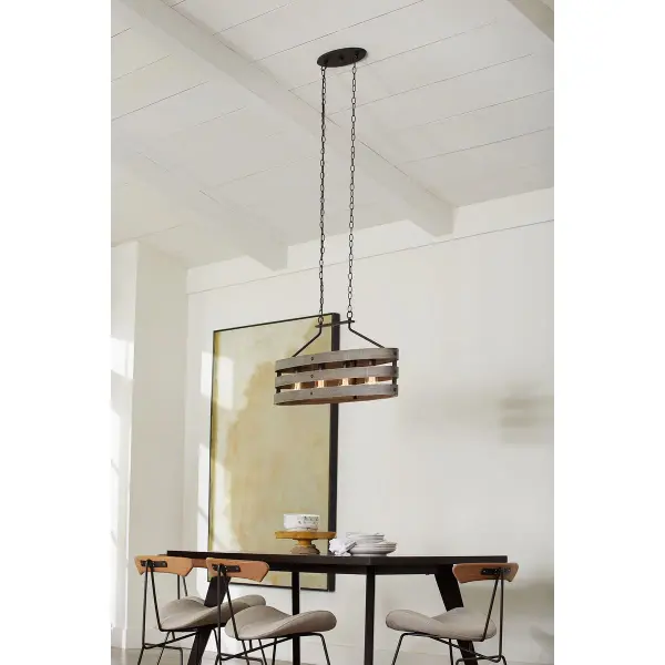 Coastal-Inspired Linear Chandelier with Rustic Galvanized Finish - Image 4
