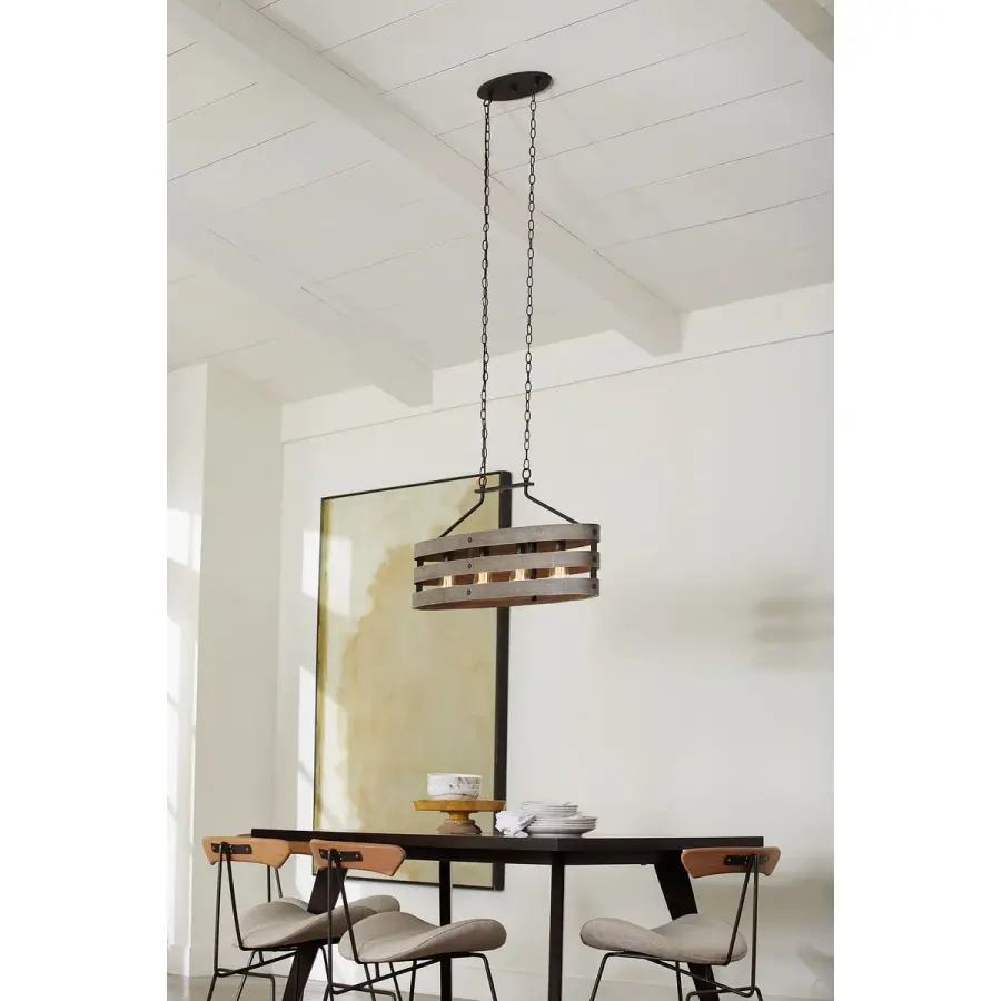Coastal-Inspired Linear Chandelier with Rustic Galvanized Finish - Image 4