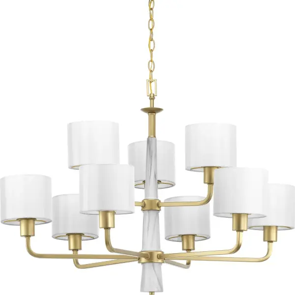 Palacio Nine-Light White Silk Fabric Shade Chandelier - Image 1