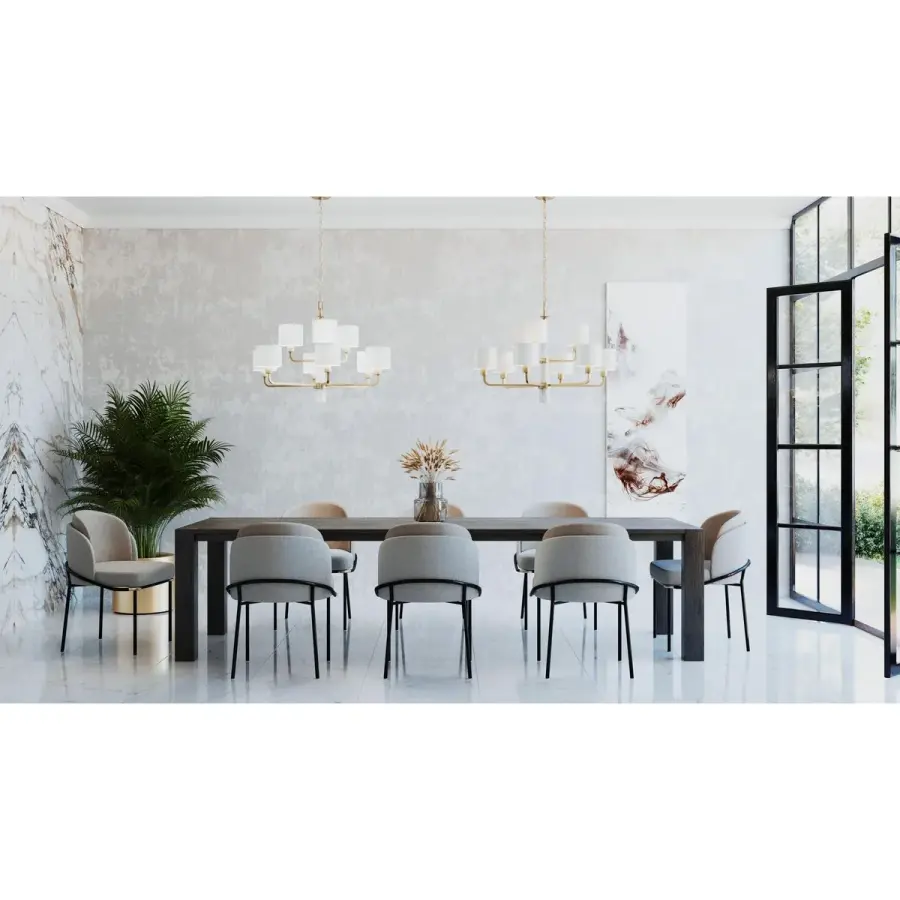 Palacio Nine-Light White Silk Fabric Shade Chandelier - Image 2