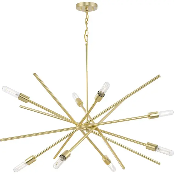 The Astra Collection chandelier delivers authentic mid-century modern design with eight lights providing exceptional illumination. Its brushed nickel finish and clean geometric lines make it versatile for both residential and commercial spaces.