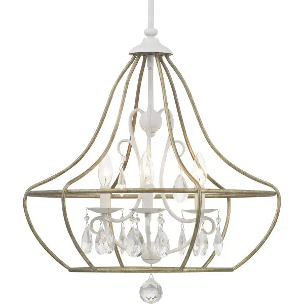 The Fleurette chandelier brings French country charm with its cottage white finish and three-light design. Perfect for creating an inviting atmosphere in dining rooms, bedrooms, or breakfast nooks with farmhouse or coastal aesthetics.
