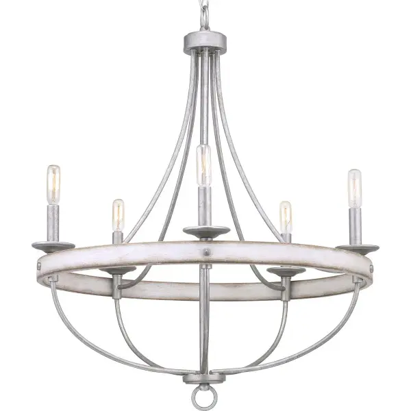 The Gulliver chandelier brings authentic farmhouse character with its galvanized metal finish and five-light design. Perfect for creating a relaxed, coastal-inspired atmosphere in dining rooms and kitchens.