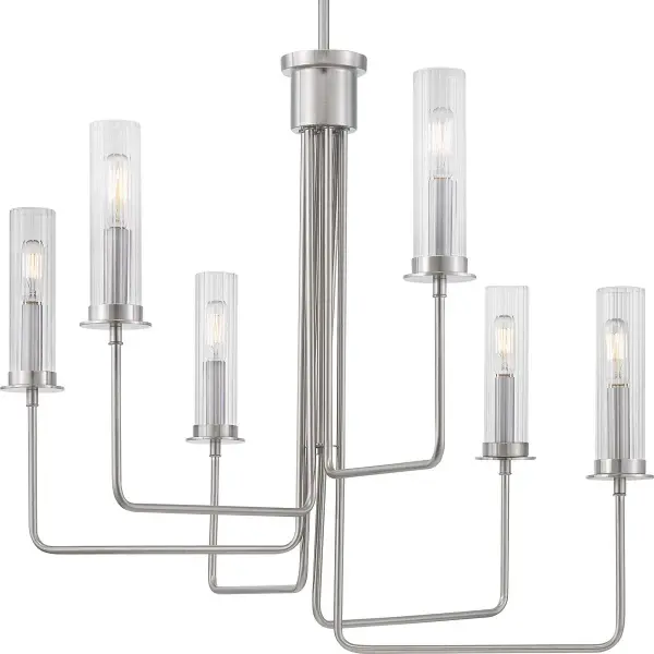 Rainey Six-Light Clear Fluted Glass Chandelier