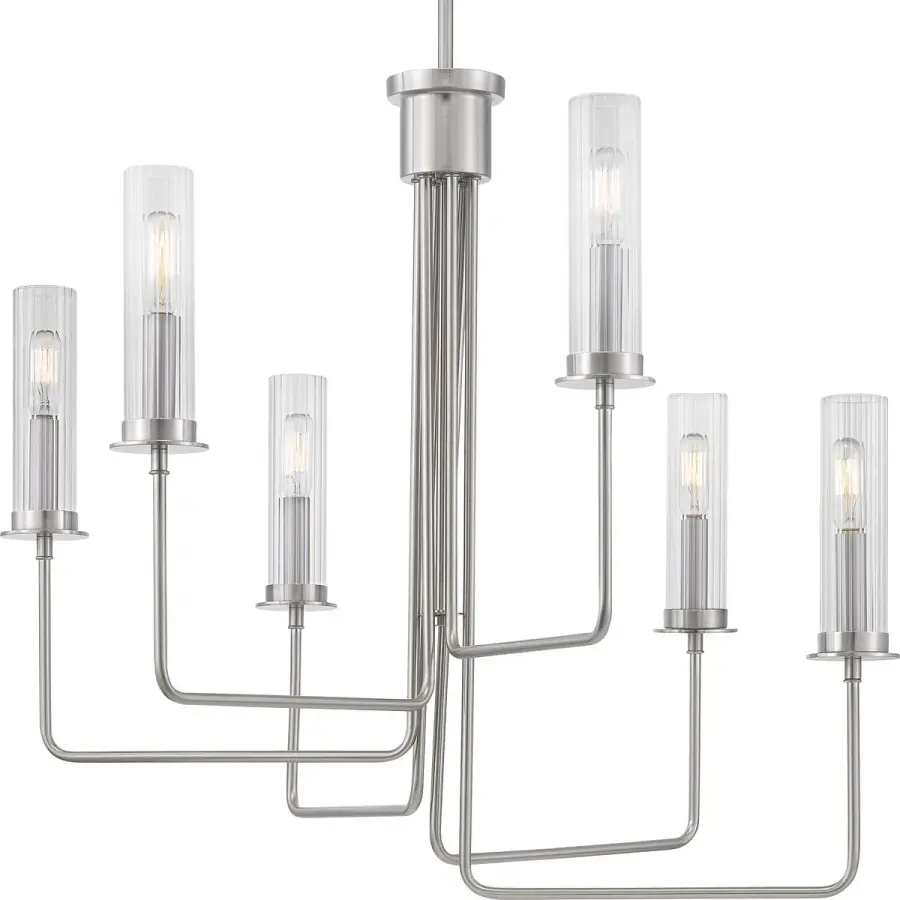 Rainey Six-Light Clear Fluted Glass Chandelier