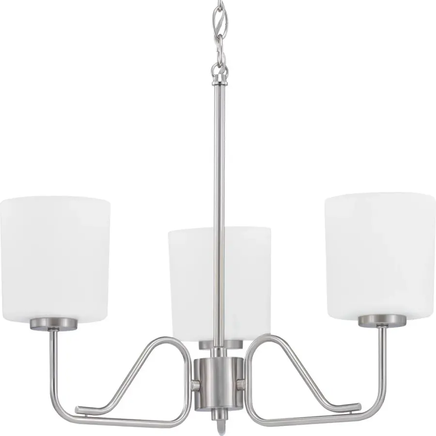 Tobin Three-Light Etched White Glass Chandelier